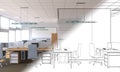 Office, interior visualization, 3D illustration Royalty Free Stock Photo