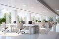 Modern office interior with white walls, a concrete floor Royalty Free Stock Photo