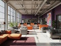 Modern office lounge area with vibrant decor Royalty Free Stock Photo