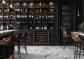 The modern office lounge boasts a wine cellar view, leather chairs, and a marble floor Royalty Free Stock Photo