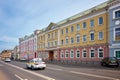 Modern office mansions located in a row on the Kadashevskaya embankment, built in the early 2000s, cityscape