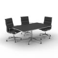 Modern Office Meeting Room Setup Three Black Leather Chairs and a Rectangular Table Royalty Free Stock Photo