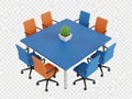 Modern office meeting table and chairs setup isolated on white background isolated on white background Royalty Free Stock Photo
