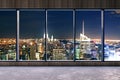 Modern office with night city view Royalty Free Stock Photo