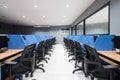 Modern office open space interior - computer room. Royalty Free Stock Photo