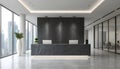 Modern office reception interior with sleek design and illuminated desk Royalty Free Stock Photo