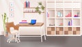 modern office room or home cabinet interior empty no people room with furniture horizontal