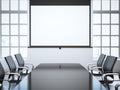 Modern office room with projector screen. 3d rendering Royalty Free Stock Photo
