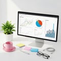Modern office setup with data analytics Royalty Free Stock Photo