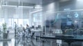 Advanced Data Analytics in Modern Office Environment featuring High-Tech Digital Interfaces and Collaborative Workspace Royalty Free Stock Photo