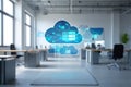 modern office space with cloud computing concept and technology Royalty Free Stock Photo