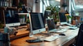 Modern Office Space with Laptops and Technology Generative AI