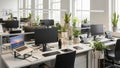 Modern office space with multiple workstations Royalty Free Stock Photo