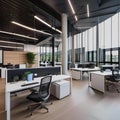 A modern office space with sleek desks and ergonomic chairs1 Royalty Free Stock Photo
