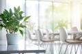 modern office space with some green plants and chairs Royalty Free Stock Photo