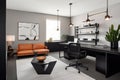 modern office suite with sleek furnishings and minimalistic decor