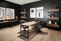 modern office suite with sleek furnishings and minimalistic decor
