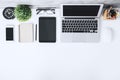 Modern office table top with empty devices Royalty Free Stock Photo