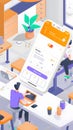 Modern Office Worker Efficiently Uses a Mobile Application for Task Management, Boosting Productivity and Streamlin