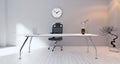 Modern office workplace with painted wall and watch realistic 3D rendering Royalty Free Stock Photo