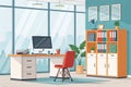 Modern office workspace with computer and colorful decor Royalty Free Stock Photo
