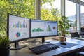Modern Office Workspace with Dual Monitors