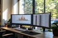Modern Office Workspace with Dual Monitors