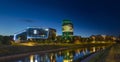 Modern and old buildings in a beautiful Vilnius night panorama