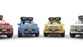 Modern Offroaders - focus on blue and yellow Royalty Free Stock Photo