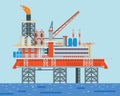 Modern Offshore Oil Rig Drilling Facility Illustration