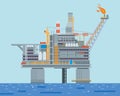 Modern Offshore Oil Rig Drilling Facility Illustration