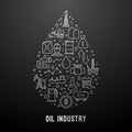 Modern oil industry line icons set. Royalty Free Stock Photo