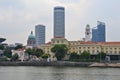 Modern and old architecture alongside the river in Singapore Royalty Free Stock Photo