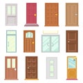 Modern Old Doors Icons Set House Flat Design Isolated Vector Illustration Royalty Free Stock Photo