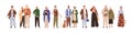 Modern old people and senior couples set. Stylish elderly man and woman in fashion casual clothing. Happy aged person in