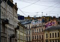 Modern and old street, leningrad