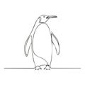 Modern one line drawing of a standing penguin minimalist artistic illustration Royalty Free Stock Photo