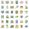 Modern online loan icons set vector color