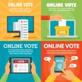 Modern online vote banner set, flat style