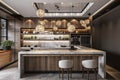 modern, open kitchen with sleek and minimalist design for a high-end restaurant Royalty Free Stock Photo