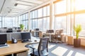 Modern open office workspace with natural light and contemporary design elements Royalty Free Stock Photo