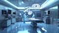 Modern operating room featuring a team of surgeons engaged in a hightech surgical procedure Royalty Free Stock Photo
