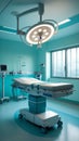 Modern operating room with surgical equipment and overhead lighting Royalty Free Stock Photo