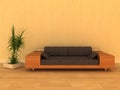 Modern orange 3d rendering sofa
