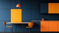 Modern Orange & Blue Kitchen Design Royalty Free Stock Photo