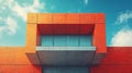 Modern orange building with balcony Royalty Free Stock Photo