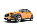 Modern orange car crossover in front 3d render on white background with shadow Royalty Free Stock Photo