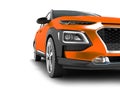 Modern orange car crossover for travel with black insets in front 3d render on white background with shadows Royalty Free Stock Photo
