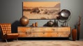 Modern Orange Dresser With Layered Landscape Design