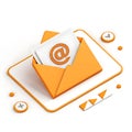 Modern Orange Email Icon on White Background Royalty Free Stock Photo